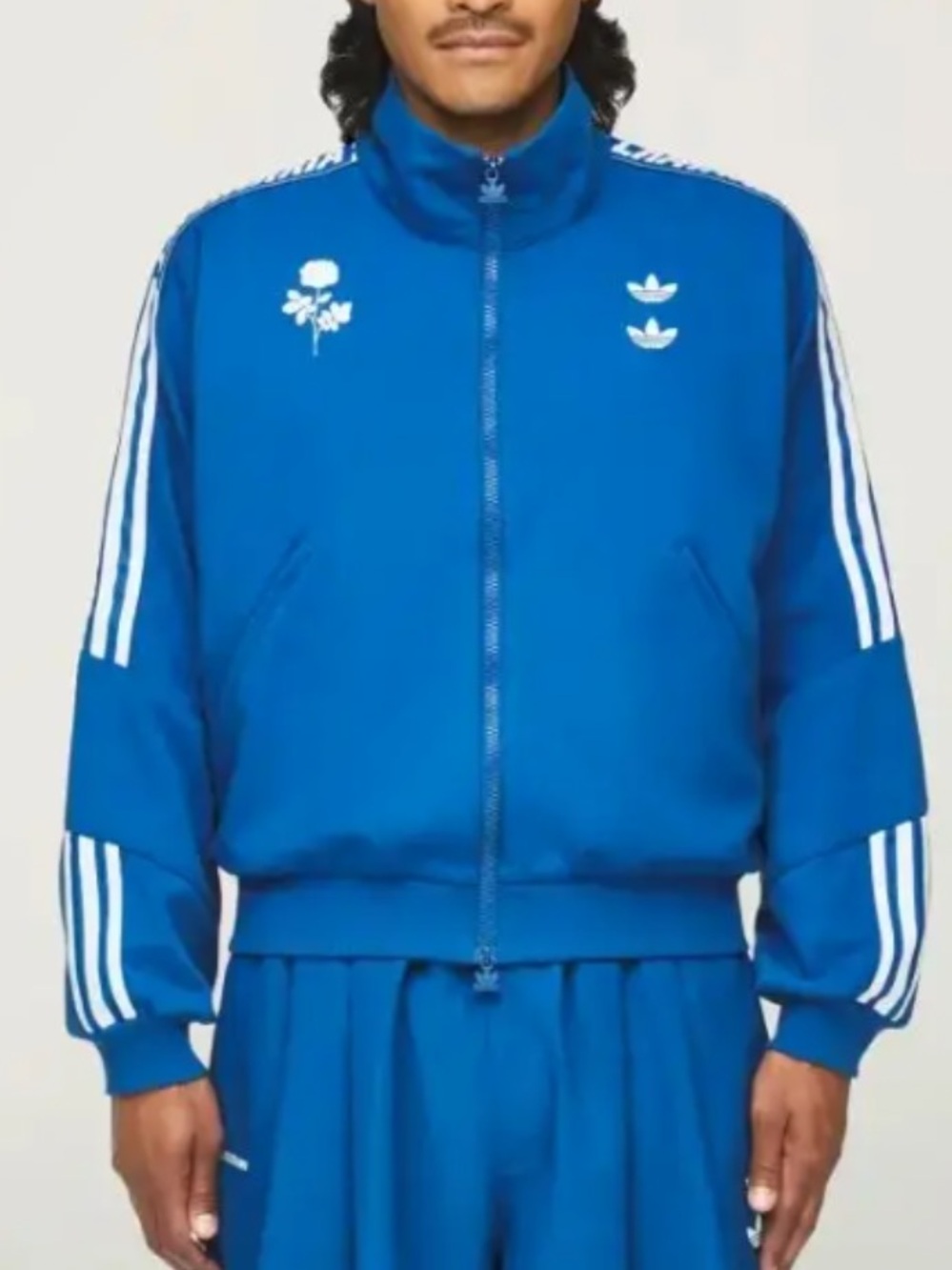 adidas x Chavarria Marine Blue Bomber Track Jacket with White Stripes